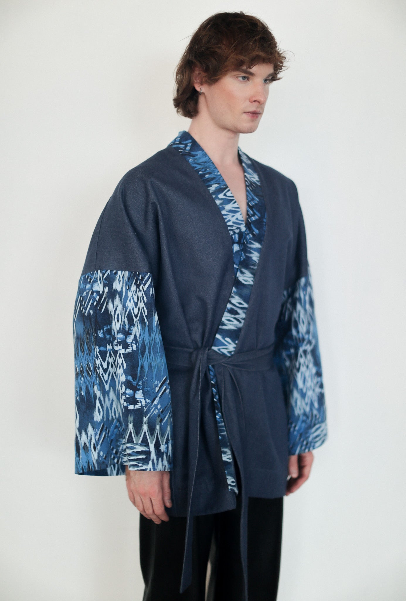 Denim kimono with decorative sleeves