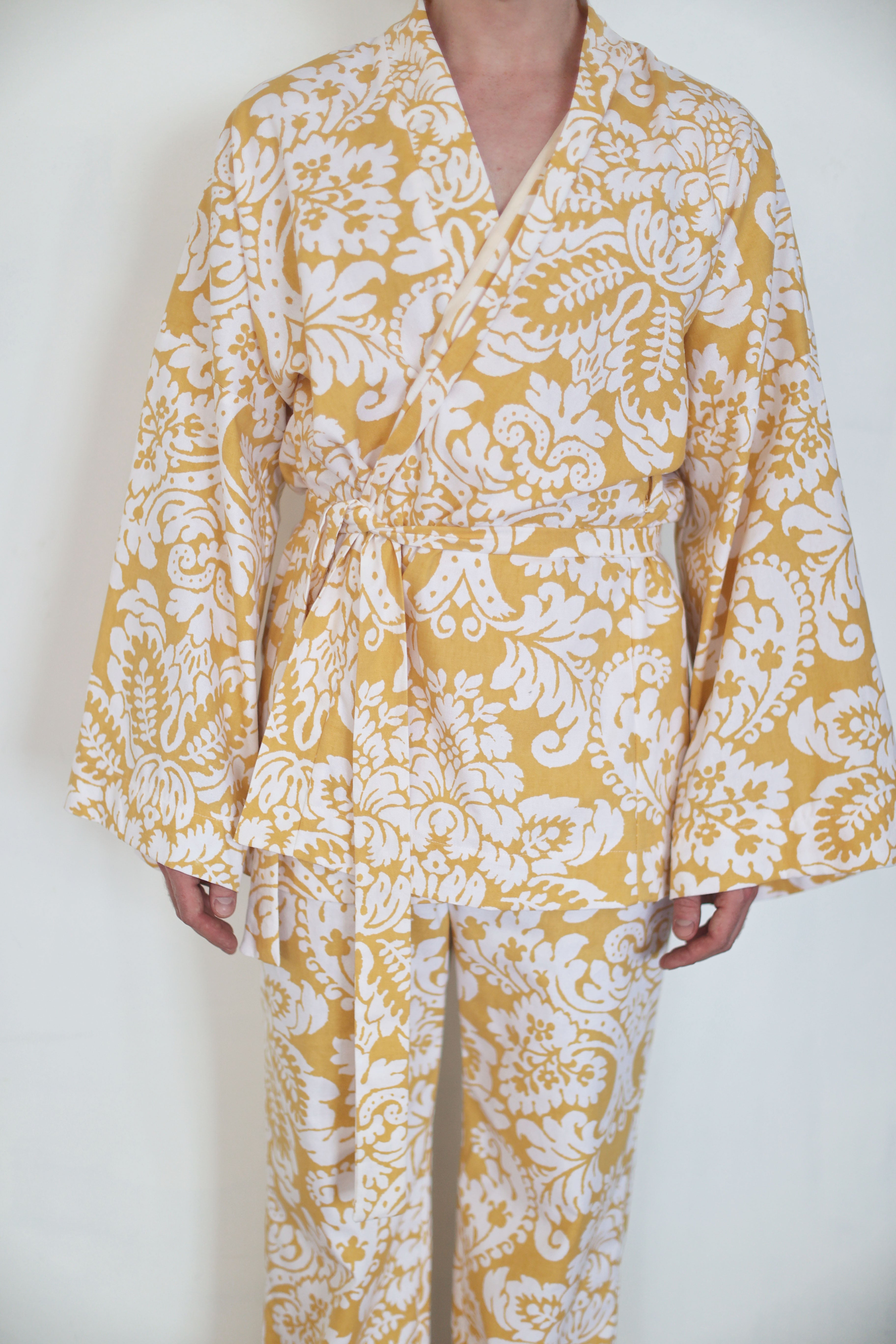 Linen kimono "Yellow flowers"