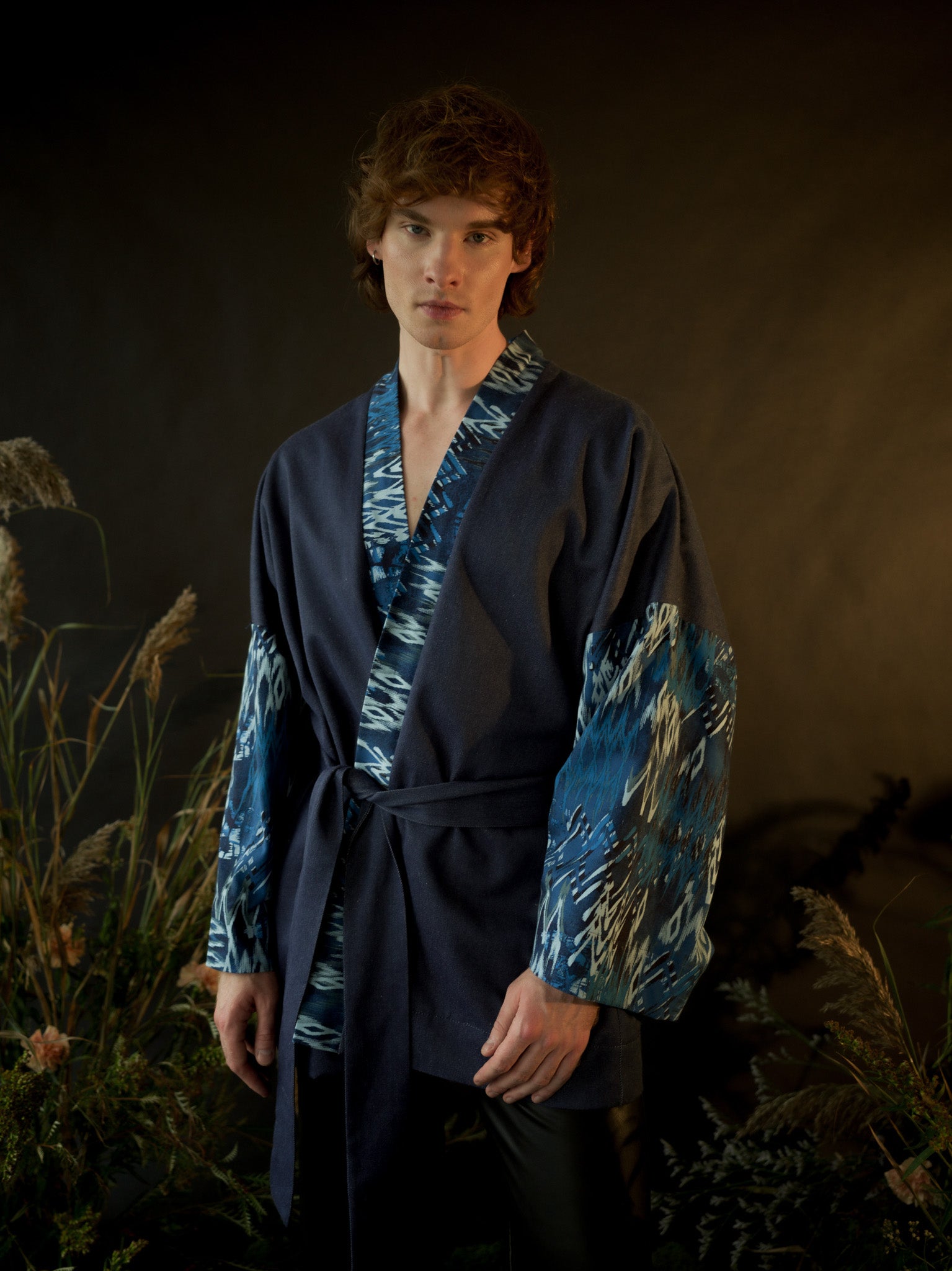 Denim kimono with decorative sleeves