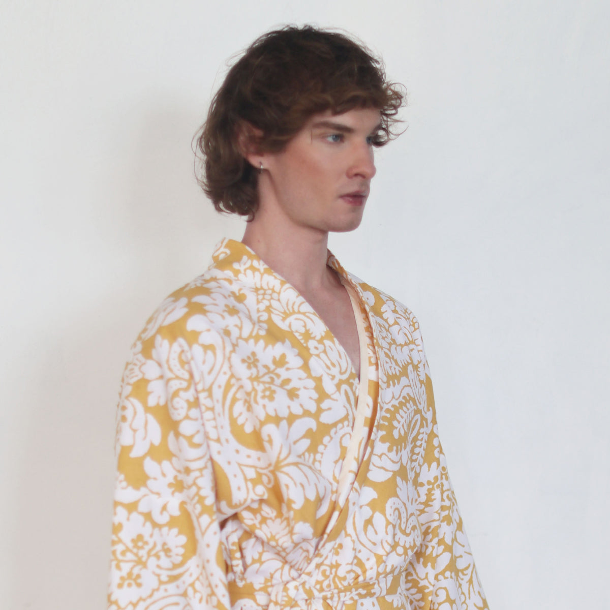 Linen kimono "Yellow flowers"