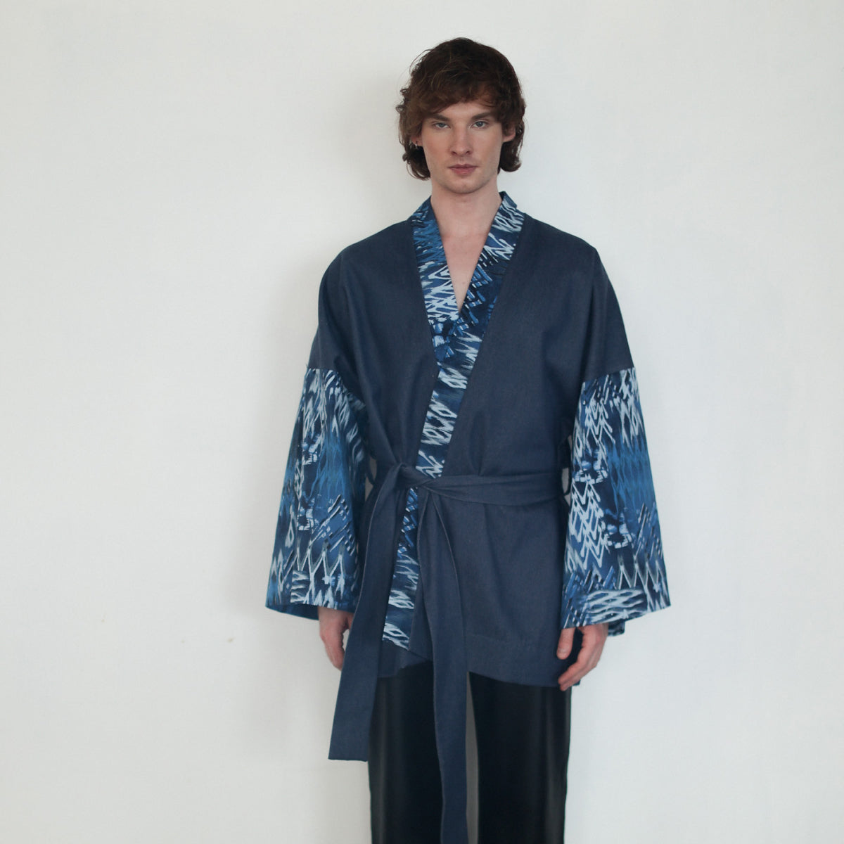 Denim kimono with decorative sleeves