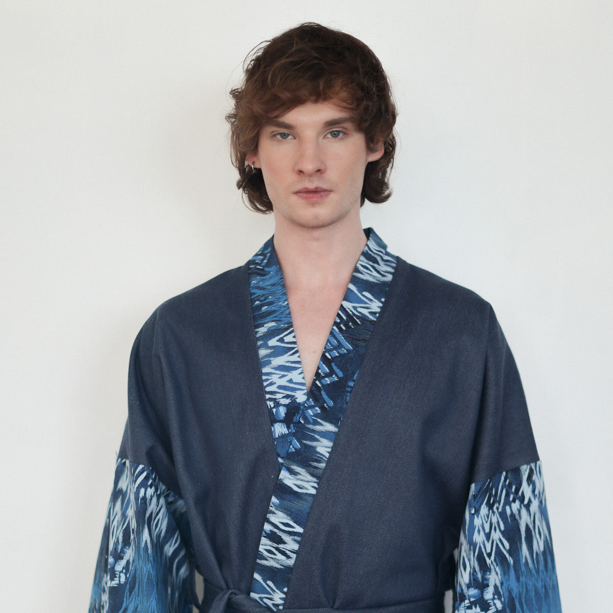 Denim kimono with decorative sleeves